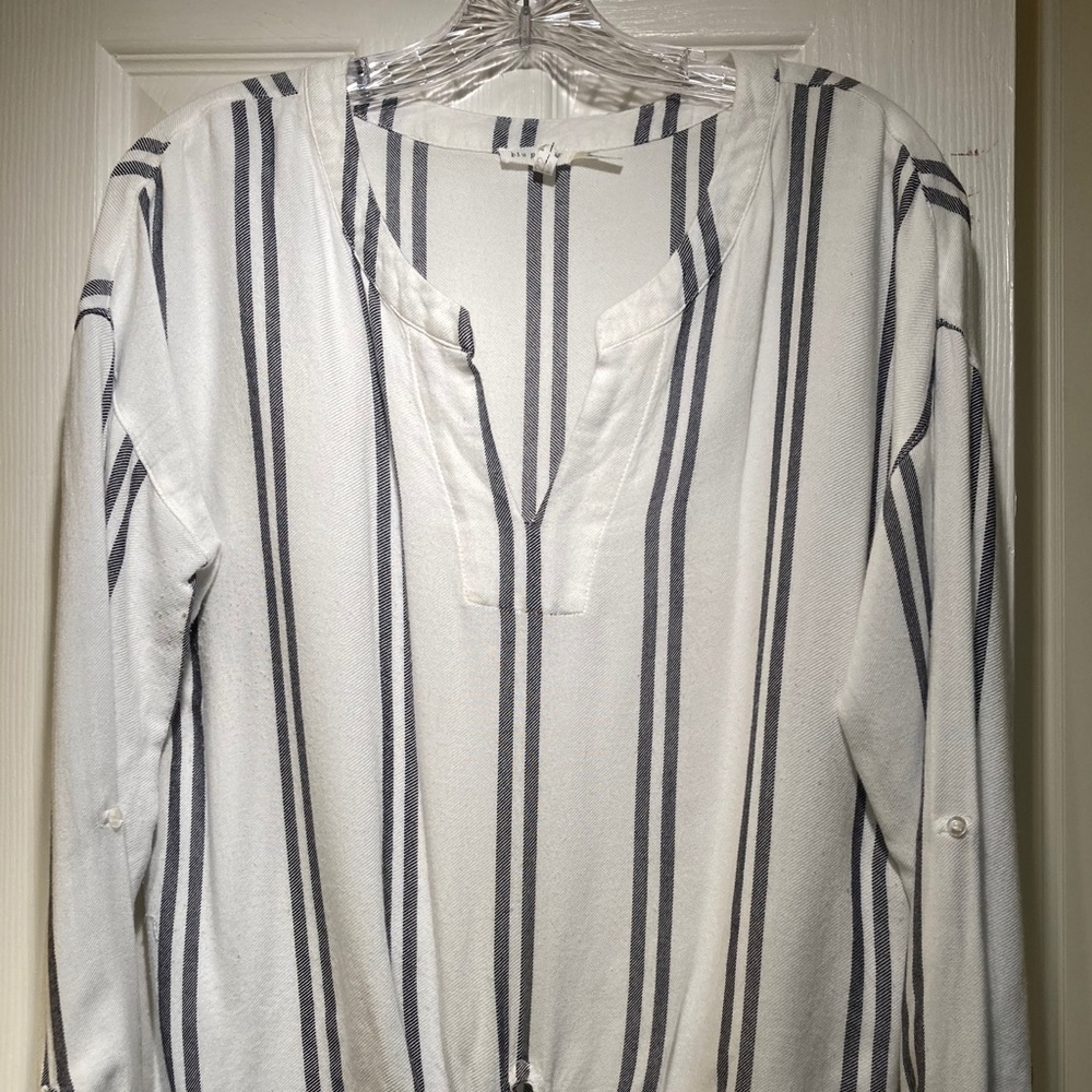 Women's Blu Pepper V neck stripe long sleeve shirt